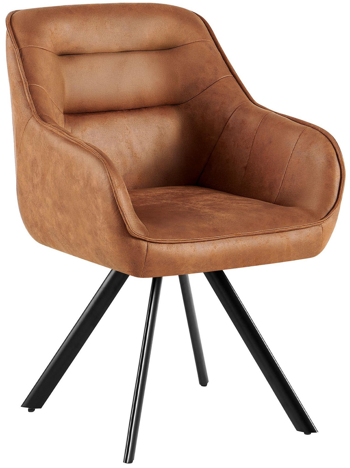 ESSZIMMERSTUHL Lederlook Hellbraun - Hellbraun/Schwarz, Textil/Metall (57/89/64cm) - CLP