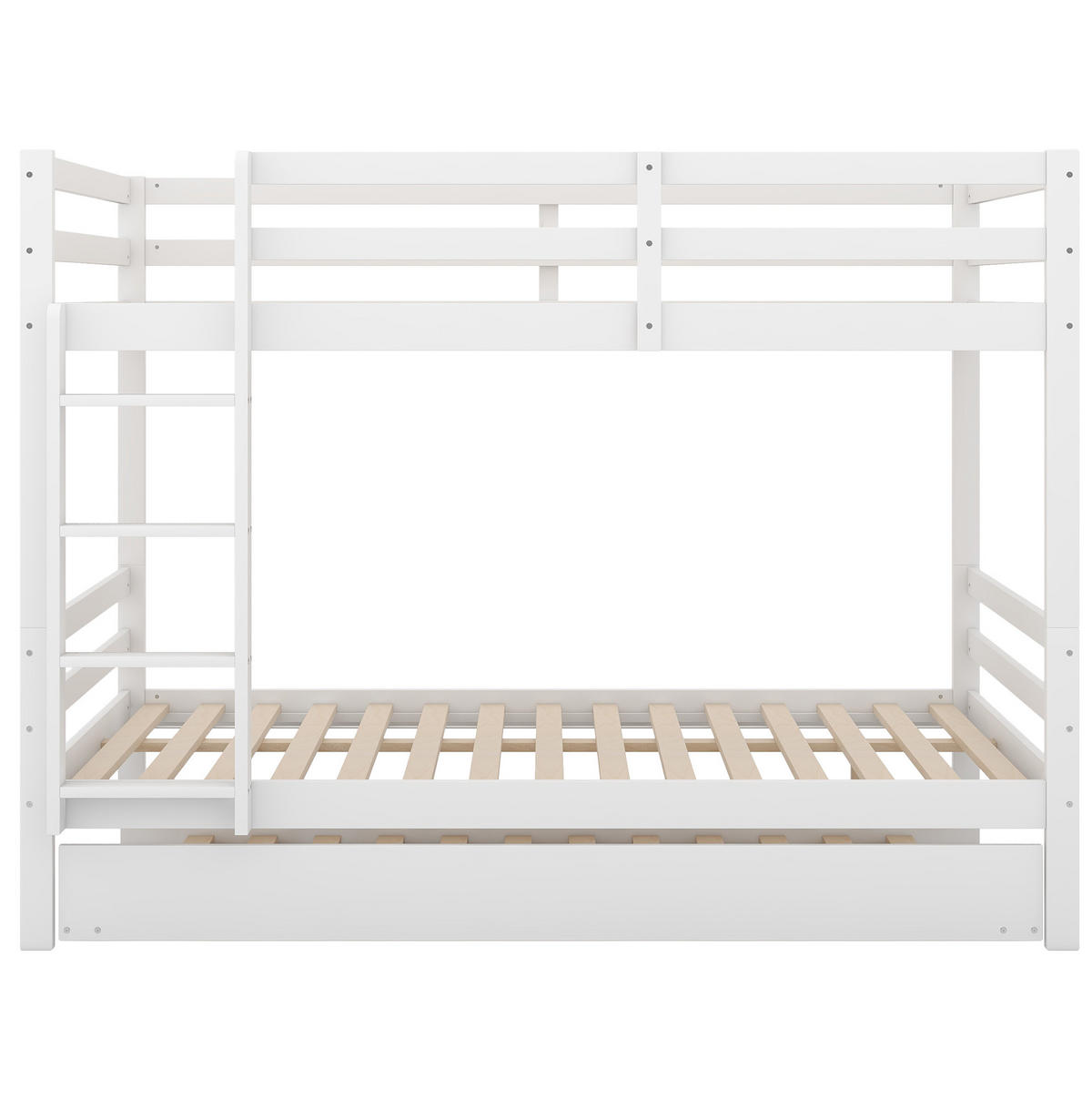 ETAGENBETT mit Ausziehbett 140 x 200 cm Kiefernholz Weiß - Weiß, Holzwerkstoff (140/200cm) - Beauniv