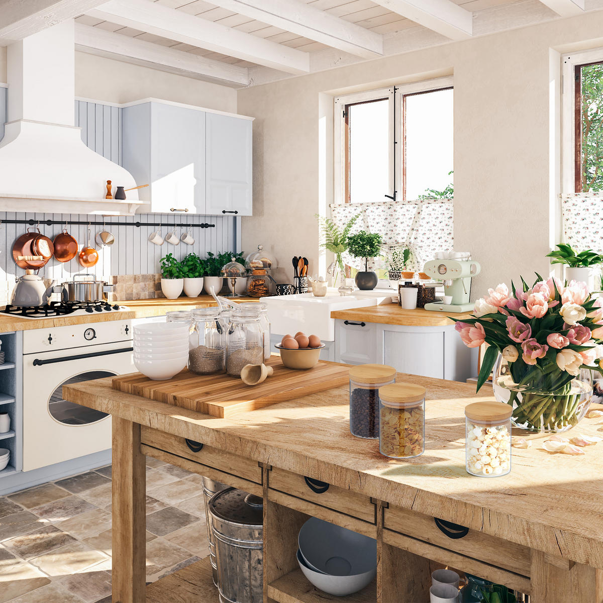 3XVORRATSGLAS - Transparent, Glas/Holz (10/13/10cm) - Relaxdays