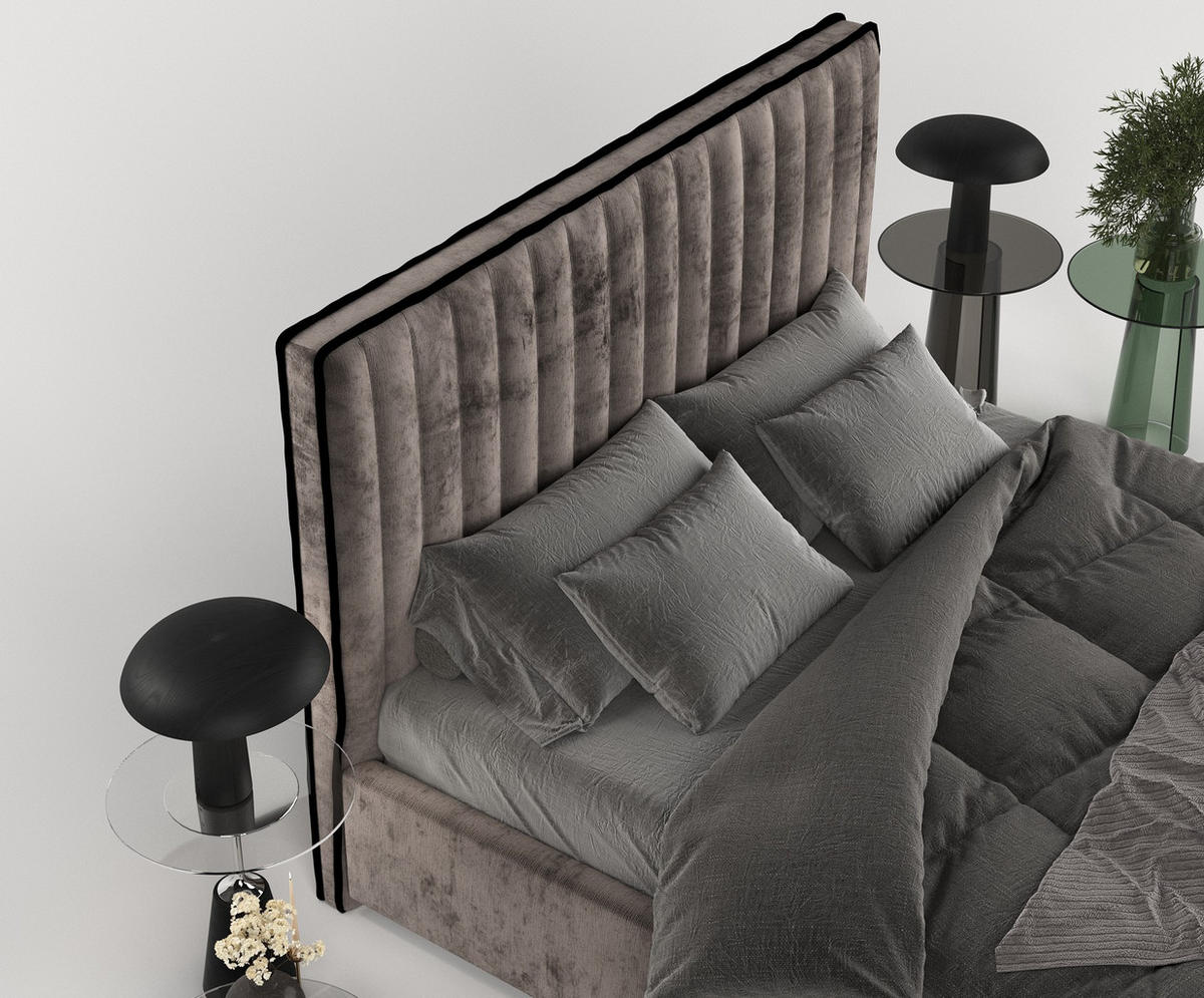 POLSTERBETT Breeze Braun 120/200 cm im Chenille-Stoff - Silberfarben/Naturfarben, Holz/Holzwerkstoff (120/200cm) - Maison de Reve