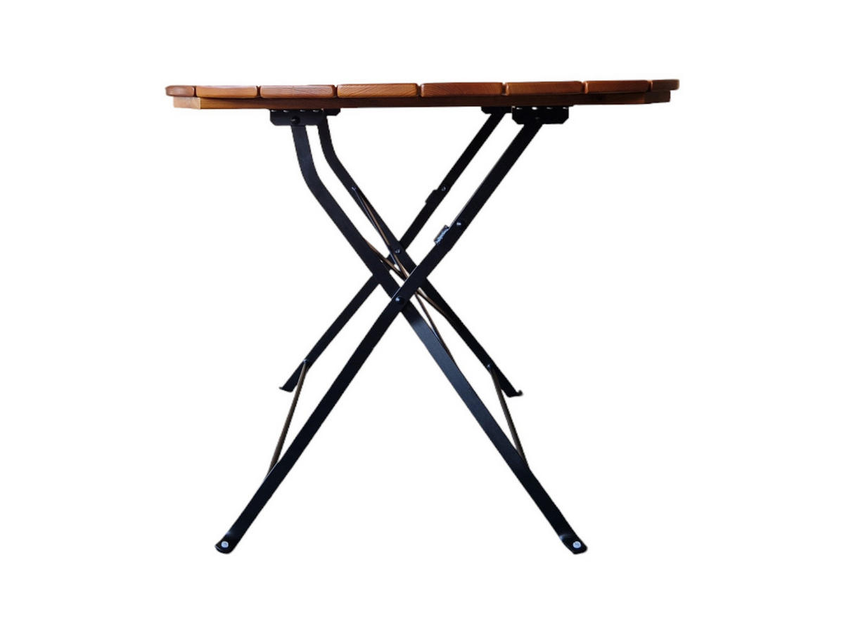 BIERGARTENTISCH BERGTAL 74x90x90cm Ø90cm Klappbar Eschenholz Schwarz/Braun 3 Personen - Braun, Holz (90/90/74cm) - CHEFGASTRO