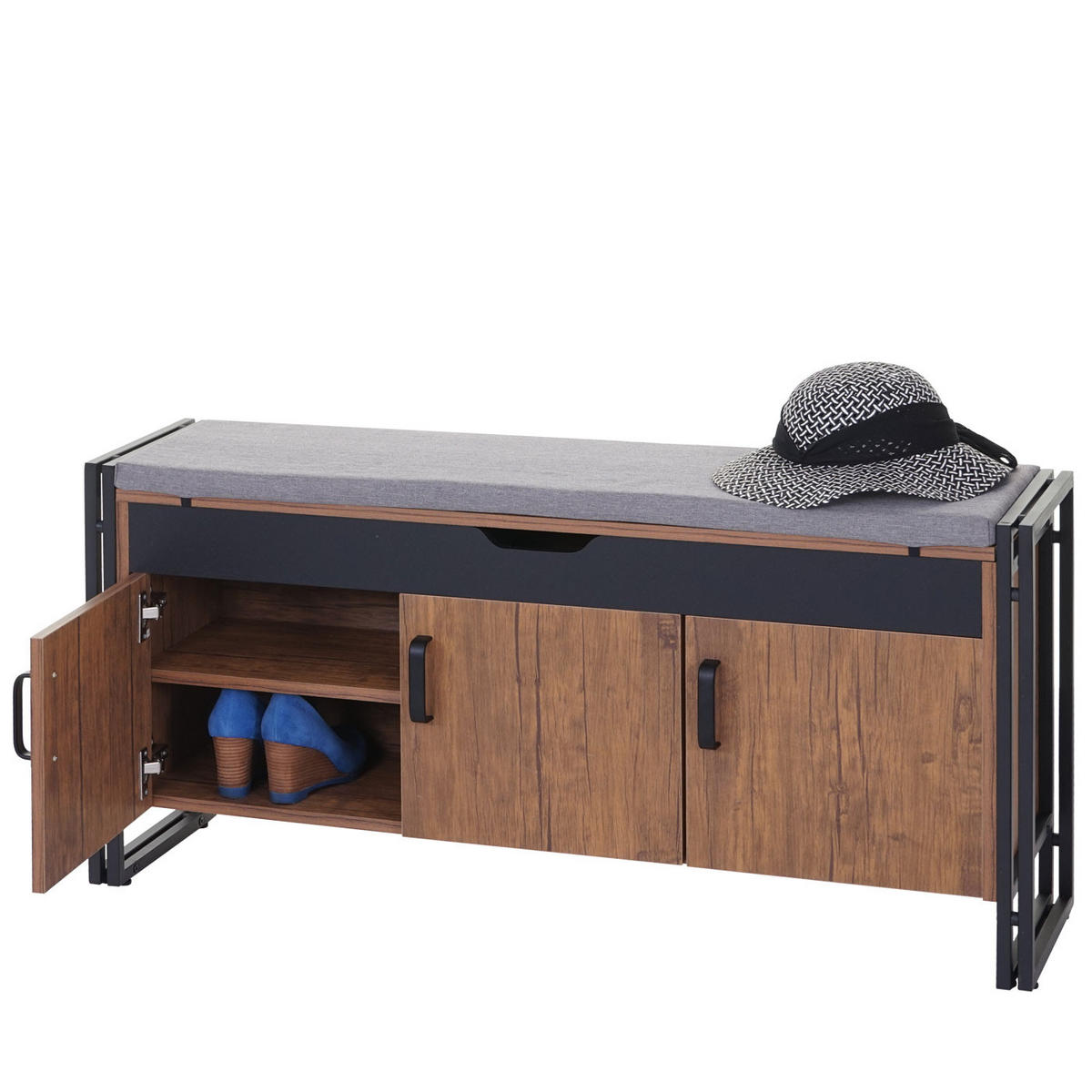SITZBANK Grau - Grau, Holz (110/53/30cm) - MCW
