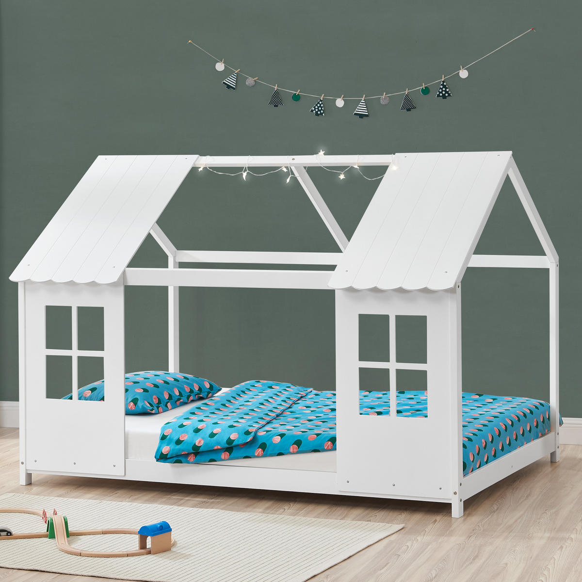 HAUSBETT Tostedt - Weiß, Holz (90/200cm) - [en.casa]