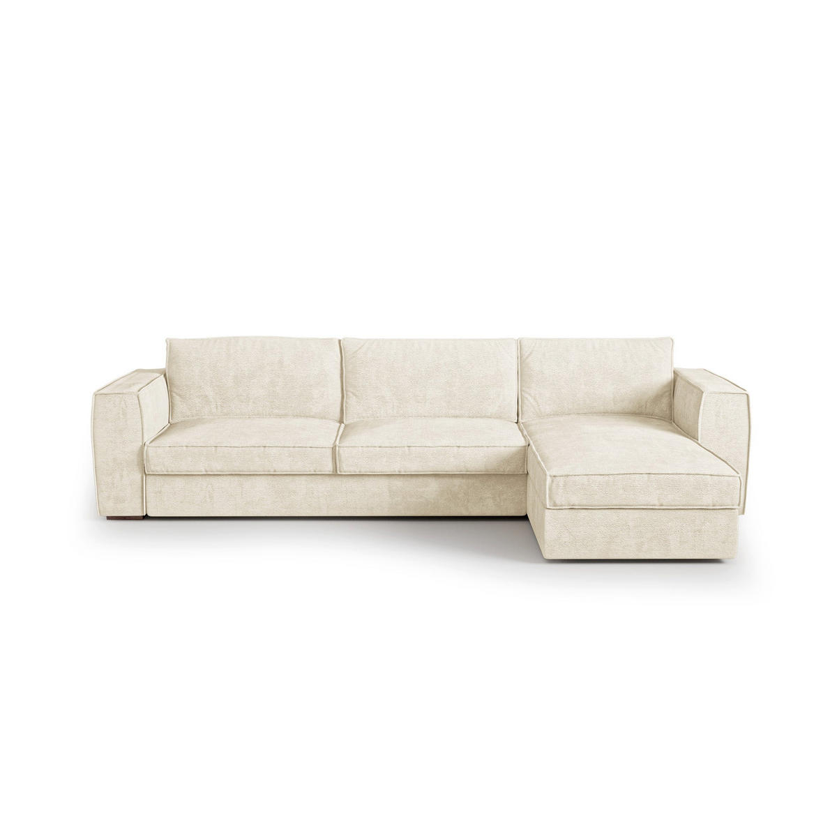 ECKSOFA rechtwinklig MIKA Köpergewebe mit weichem Griff Creme 292cm - Creme, Textil (292/100cm) - Premium Interiors