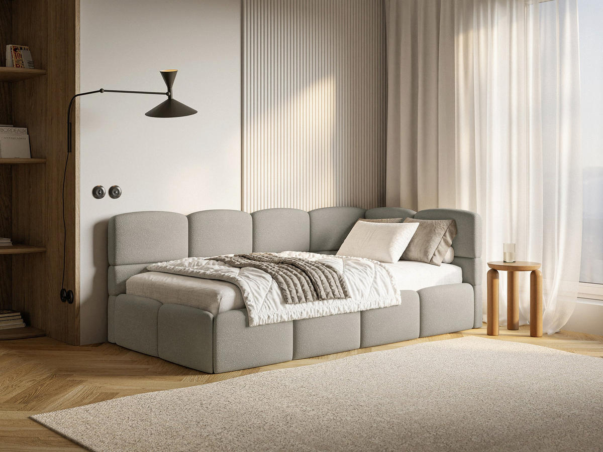 JUGENDBETT Cloudy Hellbraun 120 cm, Chenille - Hellbraun/Schwarz, Kunststoff/Textil (120/200cm) - Selsey
