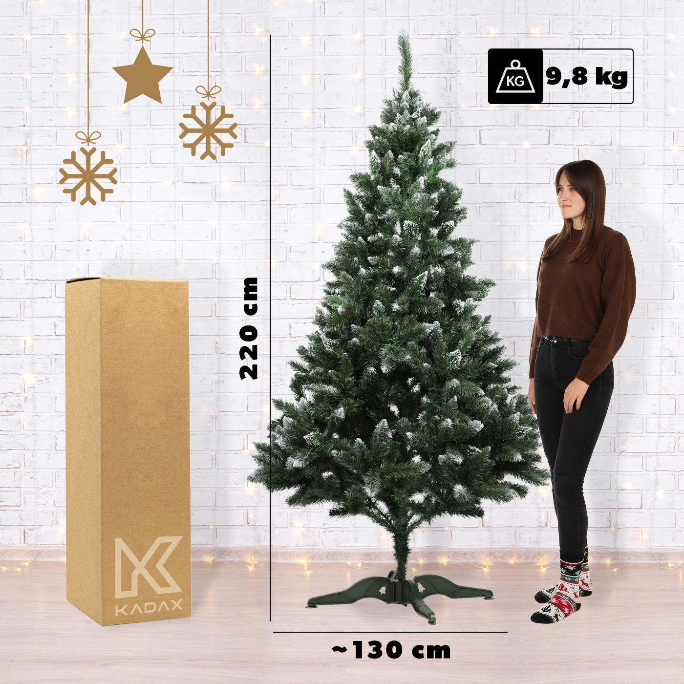 KADAX Künstlicher Weihnachtsbaum Diamanttanne 220 cm dick - Grün, Kunststoff (220cm) - KADAX