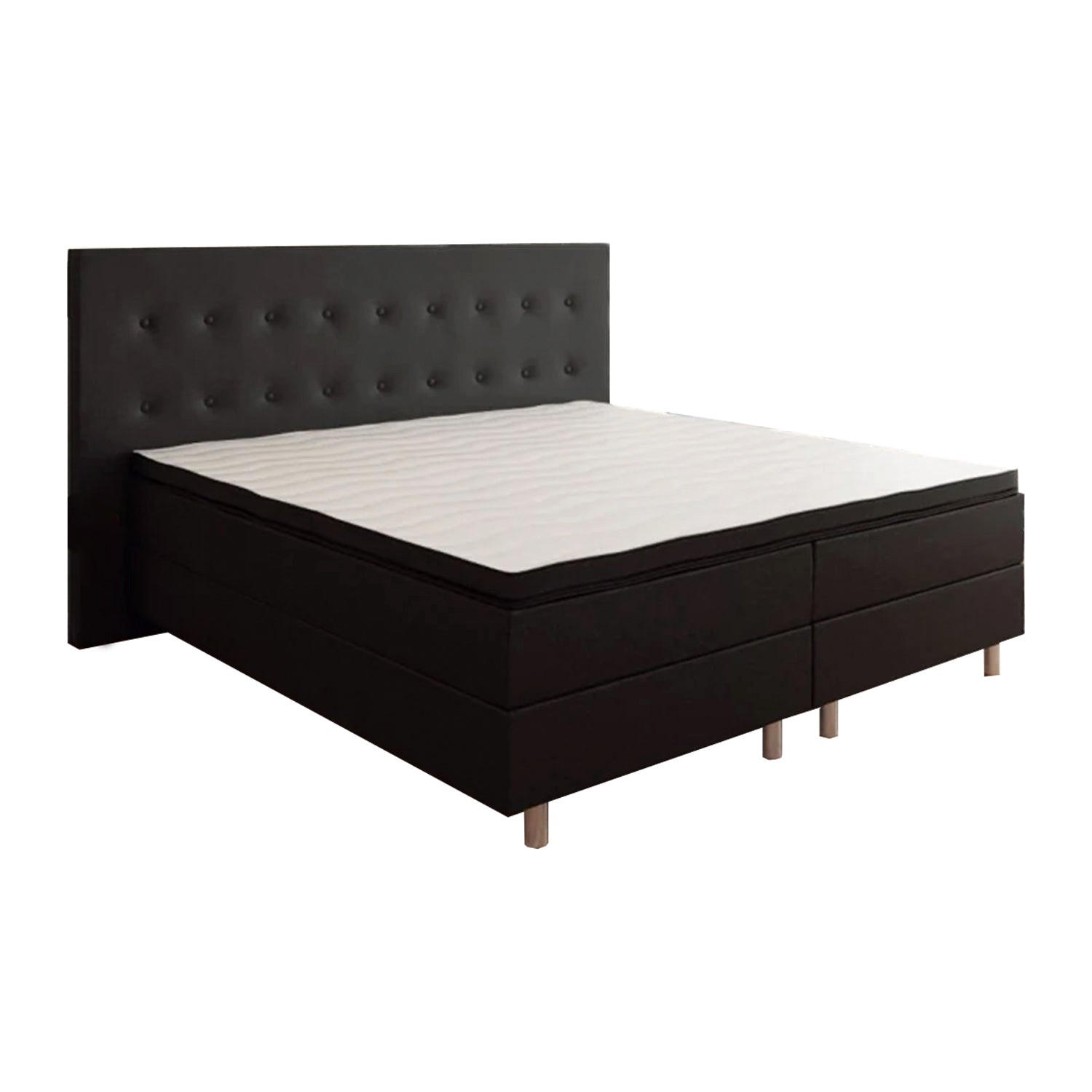BOXBETT RIO Barcelona 5-Zonen mit Visco Topper H3 First Class Bett in verschiedenen Farben und Größen - Schwarz, Holz/Holzwerkstoff (200/200cm) - Best For Home