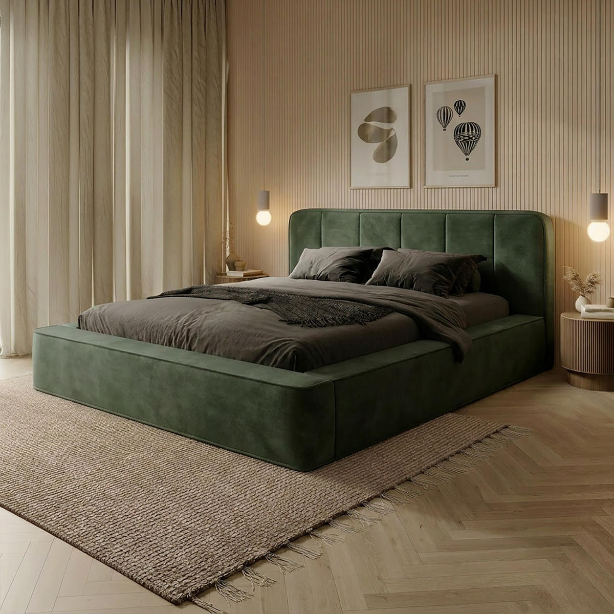 POLSTERBETT BEJO 160x200 cm, Grün - Grün, Textil (200/160cm) - Fedve