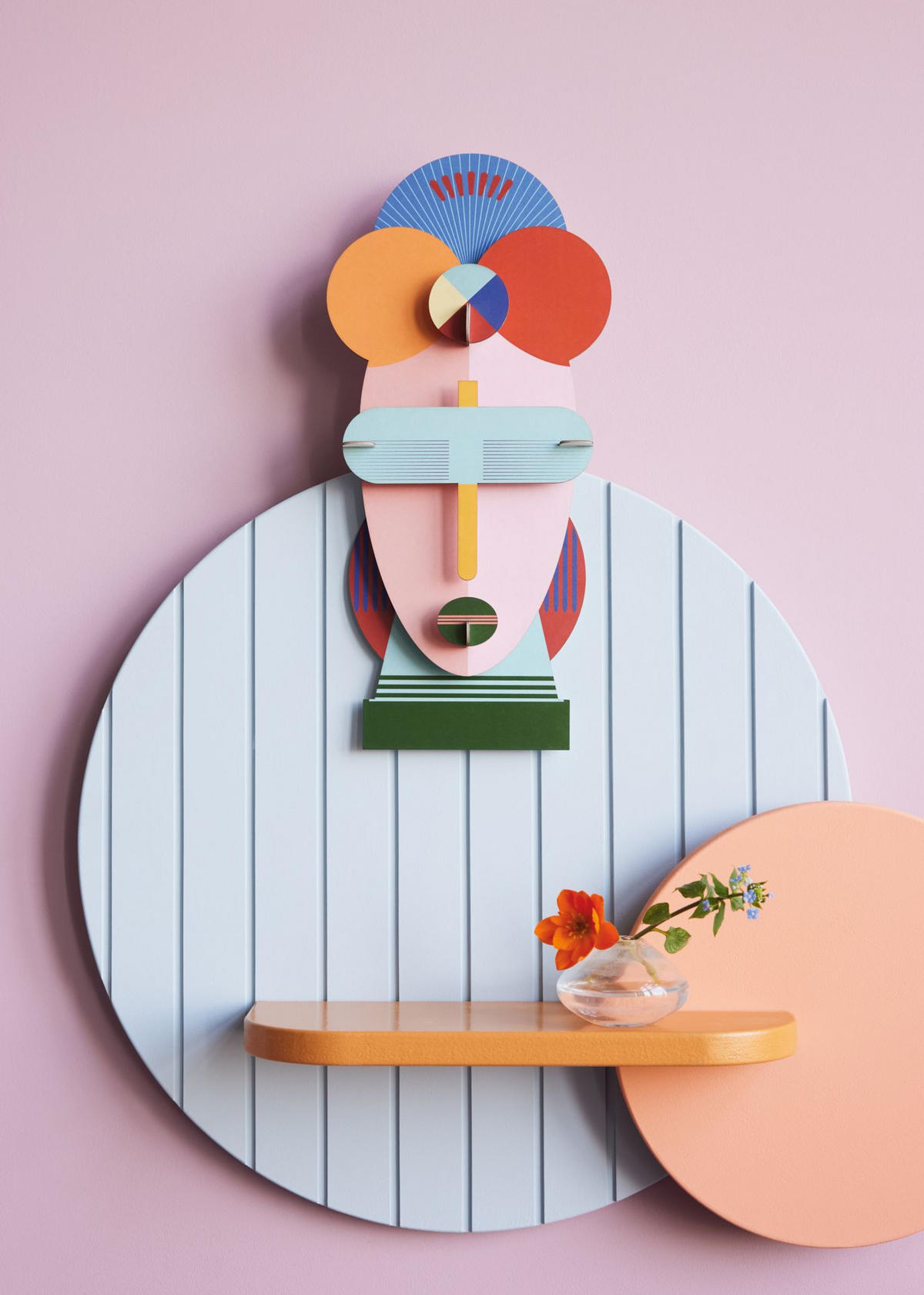 WANDDEKO Geos Gesicht 4.9/35.3 cm - Multicolor, Wellpappe (4.9/35.3/17cm) - KUNSTLOFT