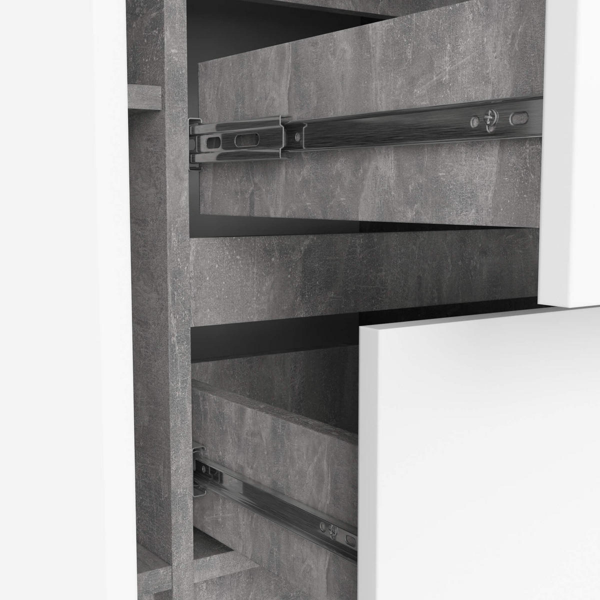 KOMMODE K100 3 Schubladen, 101x76x35 cm, Beton-Weiß - Graphitfarben/Weiß, Holz (101/76/35cm) - Milordbikes