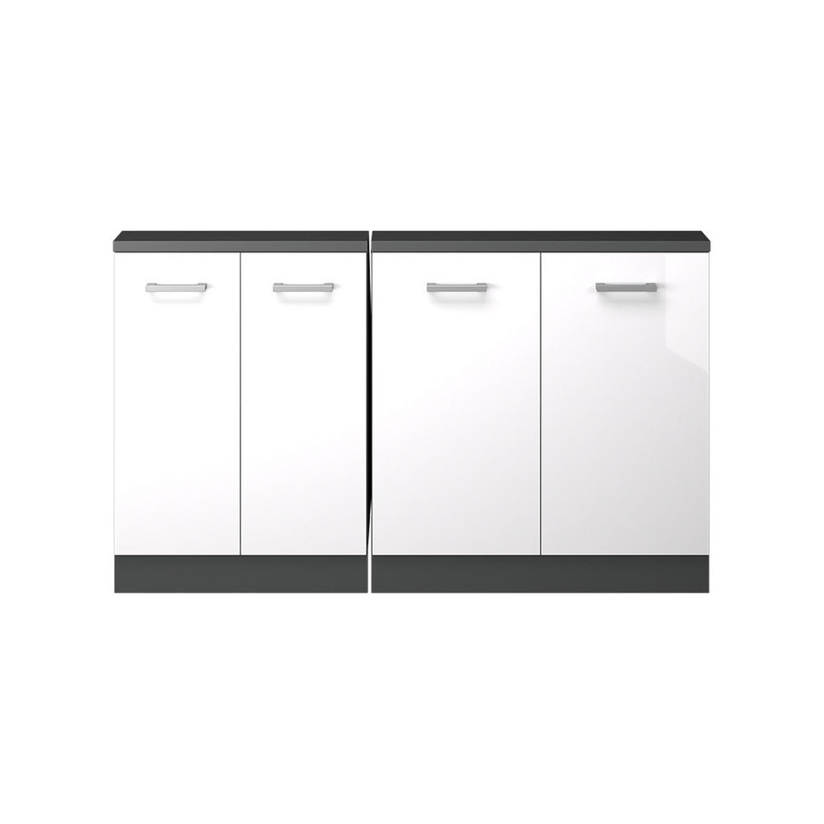 DACHSCHRÄGENSCHRANK-SET Rion Weiß Hochglanz/Anthrazit 2er Set - Weiß Hochglanz/Anthrazit, Holzwerkstoff (140/81.6/46cm) - Vicco