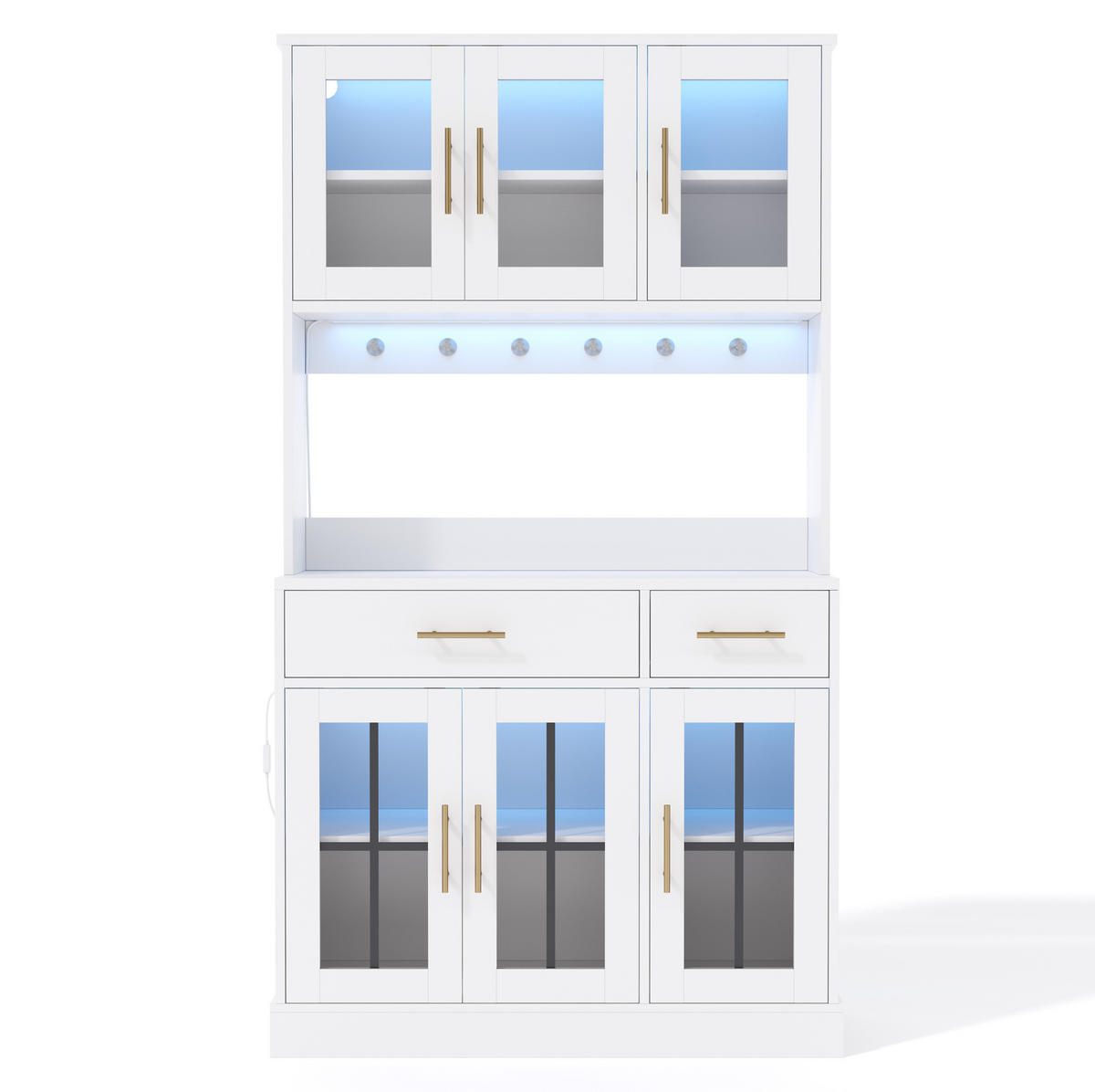 BUFFET 180/100 cm Weiß aus MDF mit LED-Beleuchtung - Weiß, Holzwerkstoff (40/180/100cm) - OKMYHOME