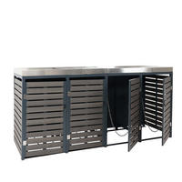 MÜLLTONNENBOX 4er mit Pflanzkasten HxBxT 124x265x84cm Anthrazit - Anthrazit, Metall (265/124/84cm) - PROREGAL