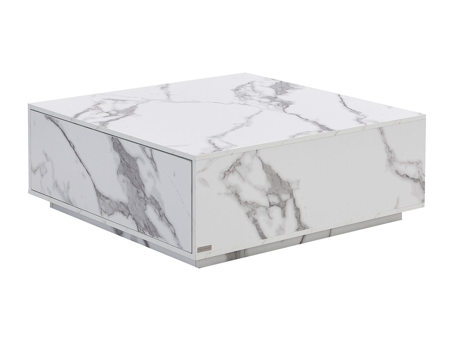 COUCHTISCH mit 2 Schubladen - MDF - Marmor-Optik Weiß - ANTRIM - Weiß, Holz (90/90/35cm) - Pascal Morabito