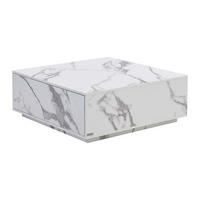 COUCHTISCH mit 2 Schubladen - MDF - Marmor-Optik Weiß - ANTRIM - Weiß, Holz (90/90/35cm) - Pascal Morabito