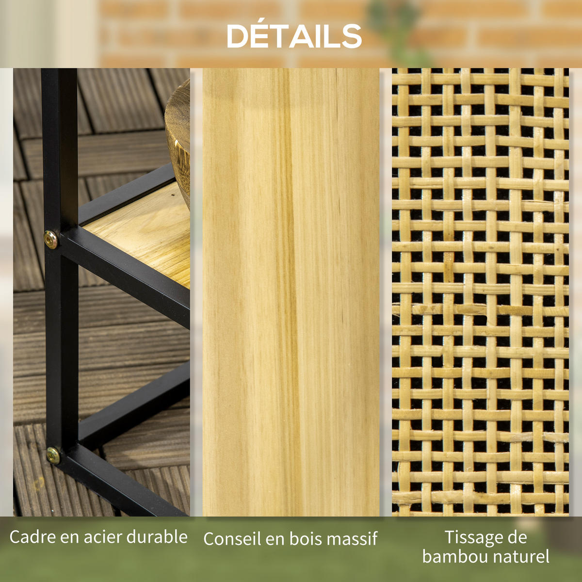 HOCHBEET DE-16026 mit Etagere Naturholz/Schwarz - Naturfarben, Holzwerkstoff (55/56/20cm) - ComfortXL