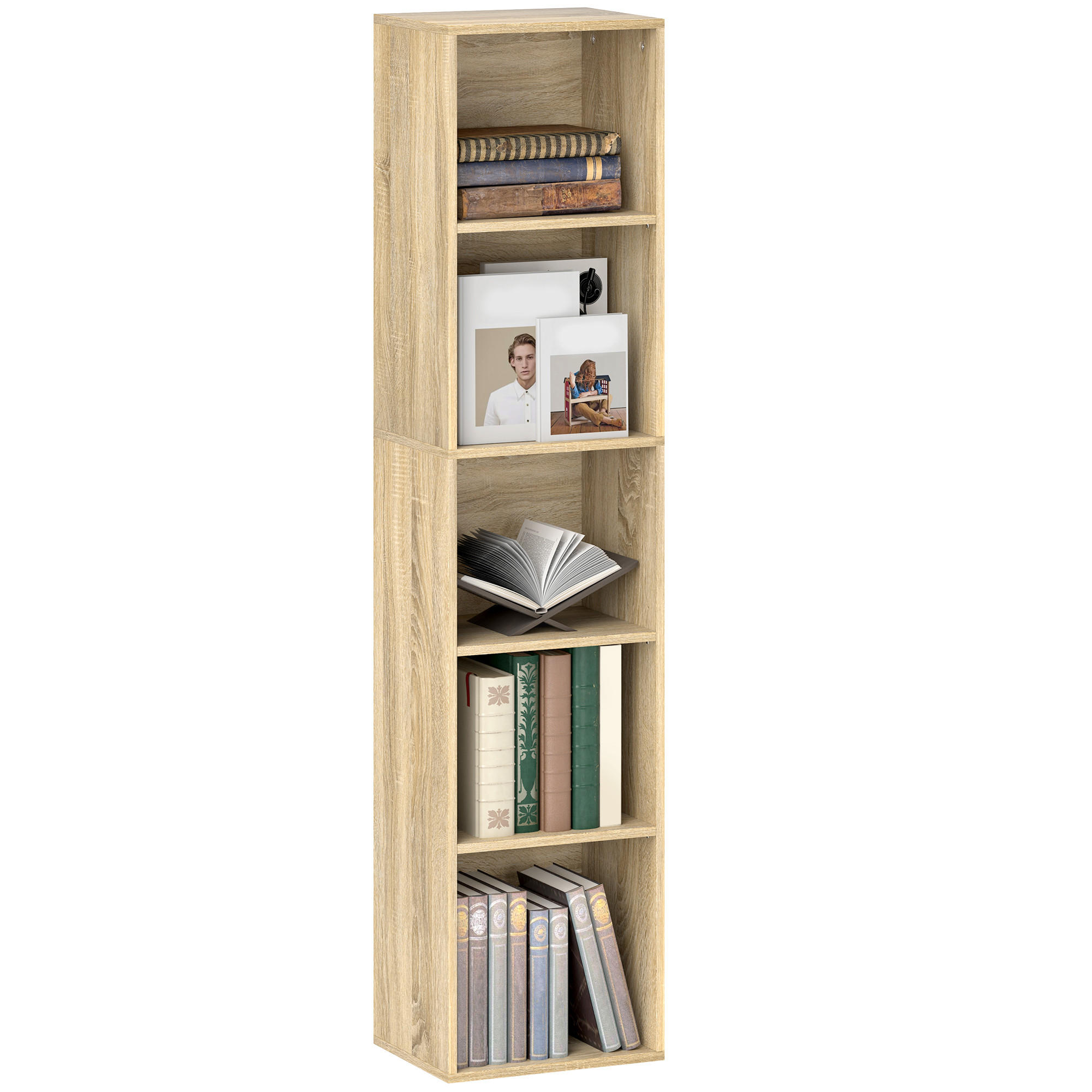 REGAL DE-15525 5 Stufen, 3 verstellbare Böden, 30/24/133 cm Natur - Naturfarben, Holzwerkstoff (30/133.5/24cm) - ComfortXL