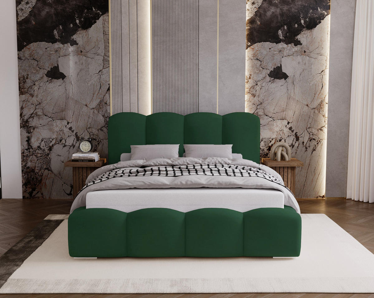 POLSTERBETT 180x200 cm Zenna mit Lattenrost, Bettkasten, Grün - Grün, Holz/Textil (180/200cm) - Emporius