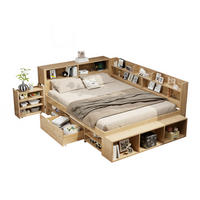 KINDERBETT 140/200 cm natur aus Sperrholz mit Stauraum und Regalen - Naturfarben, Holzwerkstoff (140/200cm) - OKWISH