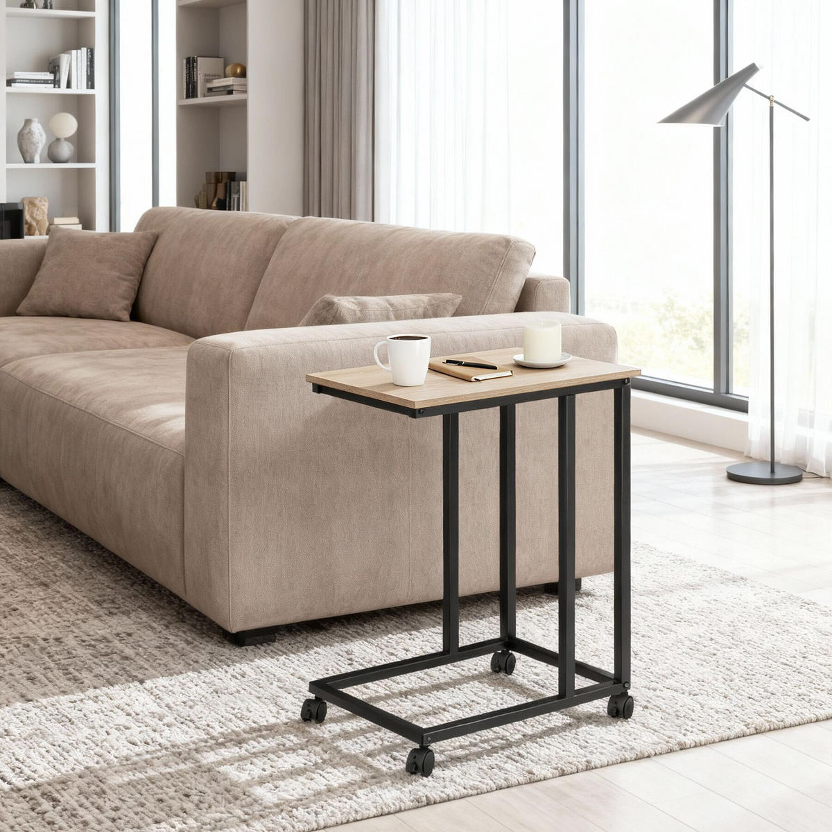 BEISTELLTISCH Luton, 48 x 35 x 70 cm, Industrial Holz hell, Eiche Sonoma - Naturfarben, Holz (48/35/70cm) - tectake