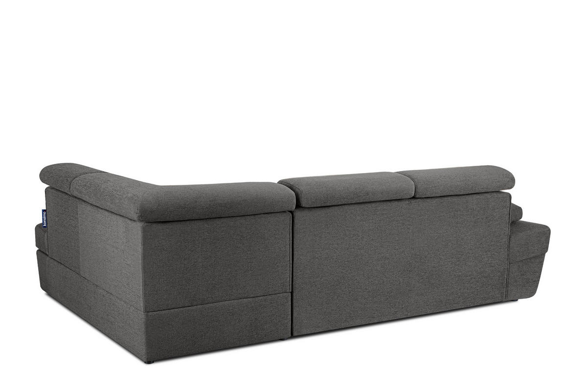 SCHLAFECKSOFA RATLO rechts 4/5-Sitzer mit Bettkasten in Lederoptik, grau - Anthrazit/Silberfarben, Textil (270/190cm) - KONSIMO®