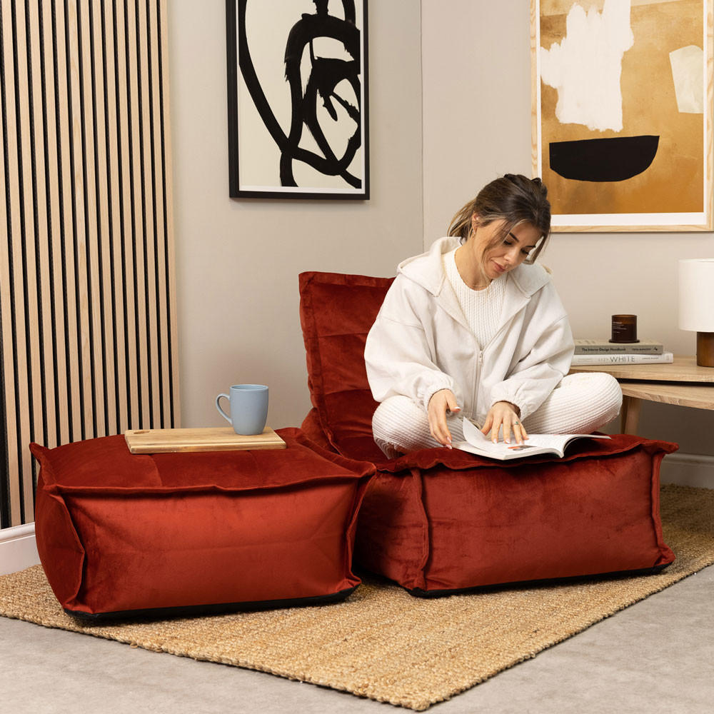 SITZPOUF Samt Terrakotta - Terra cotta, Textil (71/71cm)