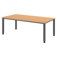 SCHREIBTISCH Serie-Q Gestell: Graphit 100/200/74 cm in Buchefarben - Buchefarben, Holzwerkstoff (100/200/74cm) - bümö