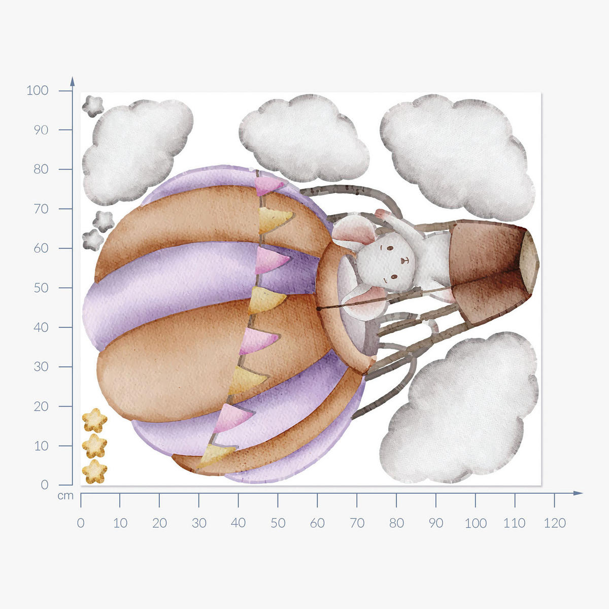 WANDAUFKLEBER 100x117cm - Ballonfahrt - Multicolor, Kunststoff (100/117/0.1cm) - Wallfluent