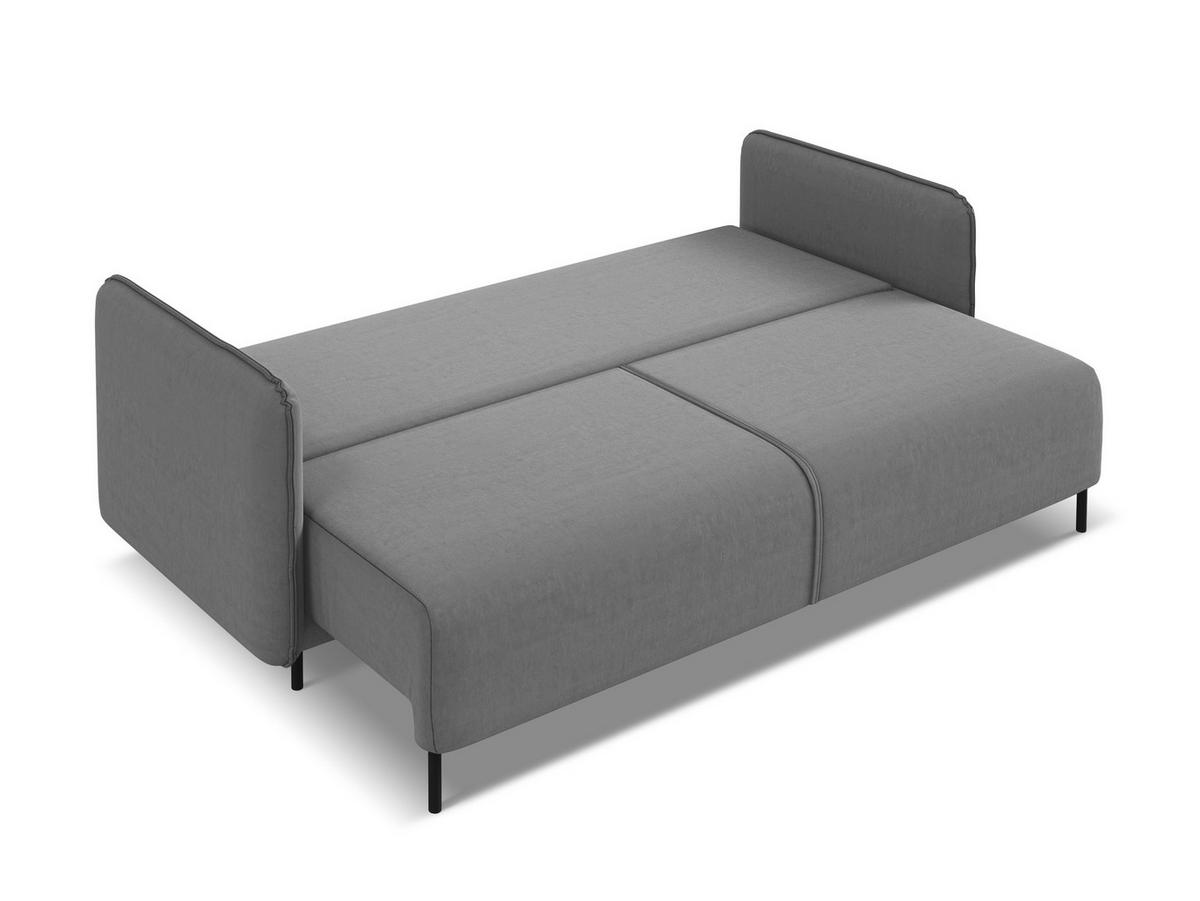 3-SITZER SOFA mit Schlaffunktion Samt Stoff Grau - Schwarz/Grau, Holz/Textil (226/90/92cm) - Makamii