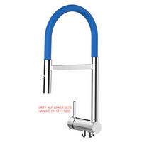 VORFENSTER-KÜCHENARMATUR, Umklappbar 6 CM, Verchromt und Blau, 2-Strahl-Brause, LINKER HEBEL - Blau, Metall (21.3/48.2/21.3cm) - VIZIO