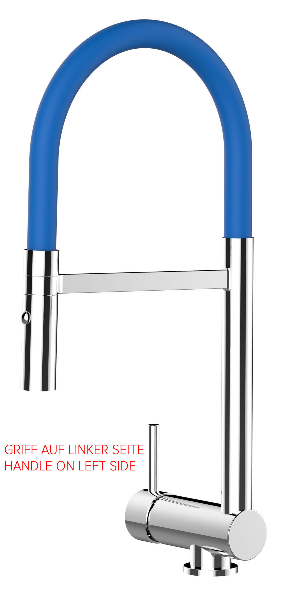 VORFENSTER-KÜCHENARMATUR, Umklappbar 6 CM, Verchromt und Blau, 2-Strahl-Brause, LINKER HEBEL - Blau, Metall (21.3/48.2/21.3cm) - VIZIO