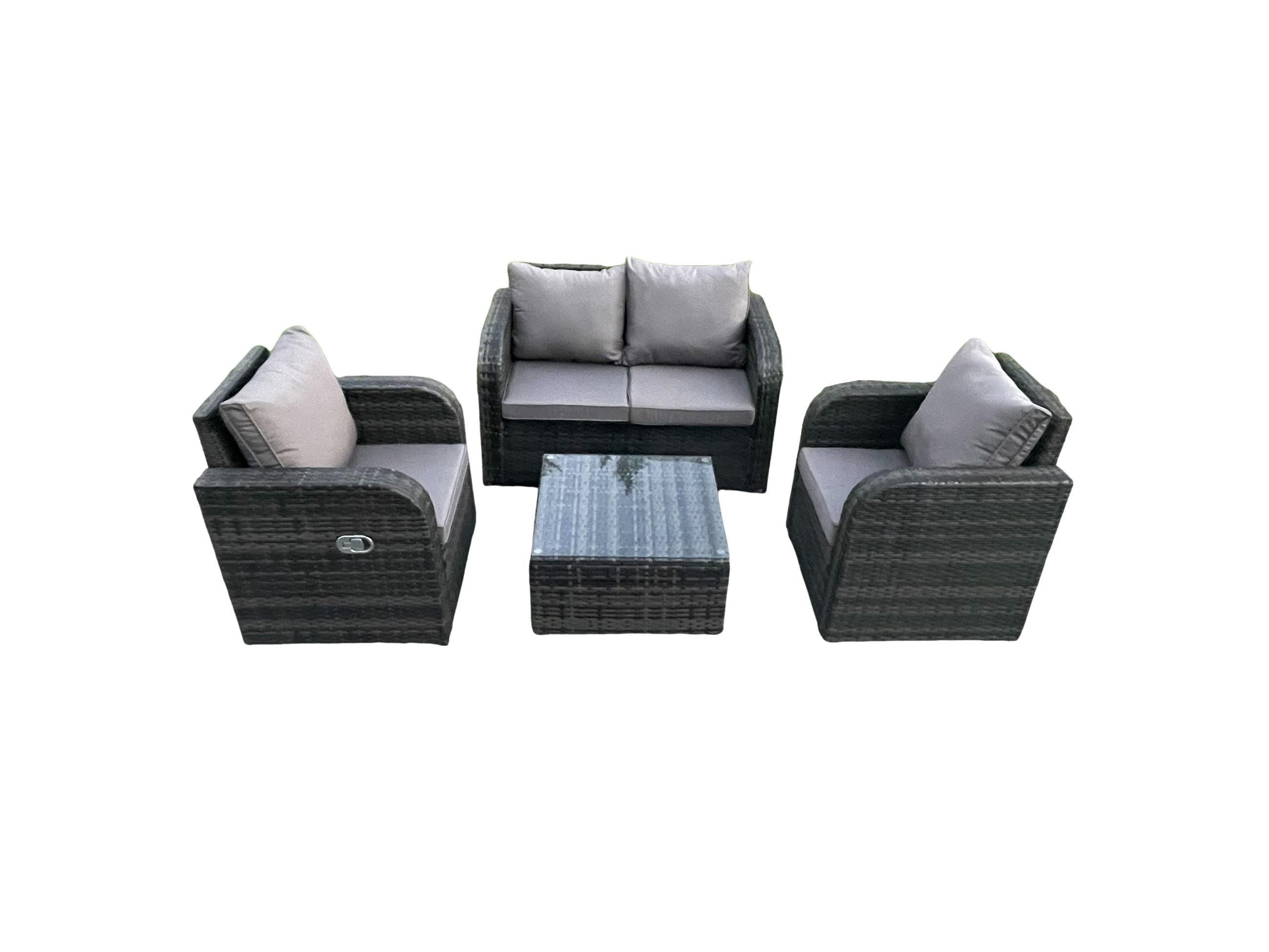 LOUNGESOFA-SET Polyrattan Dunkelgrau 4-Sitzer - Dunkelgrau, Metall - Fimous