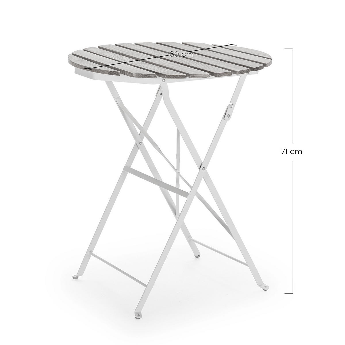 GARTENKLAPPTISCH Ambar 60/60/71 cm Metall - Weiß, Metall (60/60/71cm) - VS Venta-stock