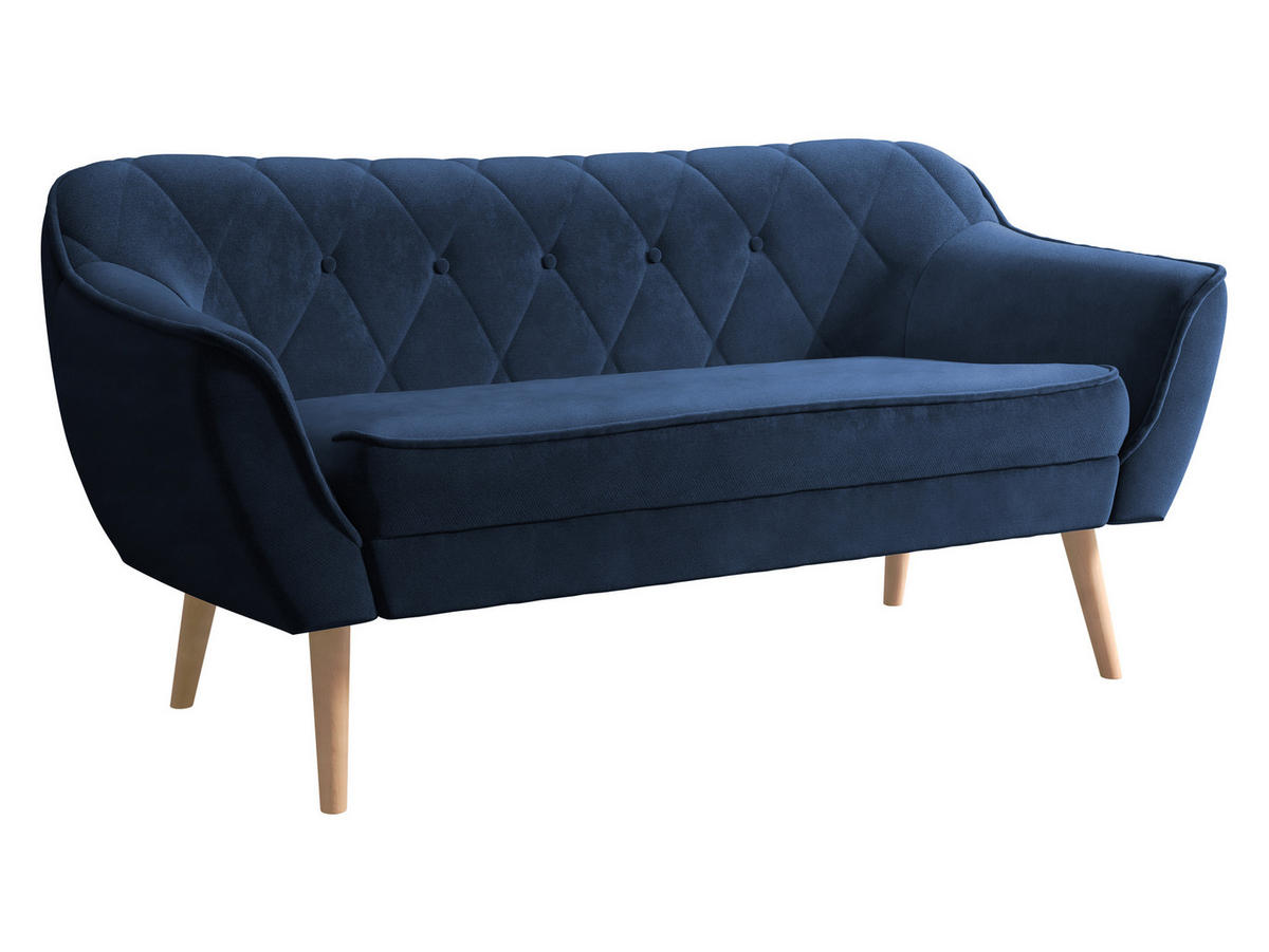 SOFA Skand 2 - Naturfarben/Dunkelblau, Holz/Textil (140/75/74cm) - MIRJAN24