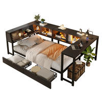 METALLBETT 90x200cm mit Stauraum-Kopfteil, Schwarz - Schwarz, Metall (90/200cm) - KOMHTOM