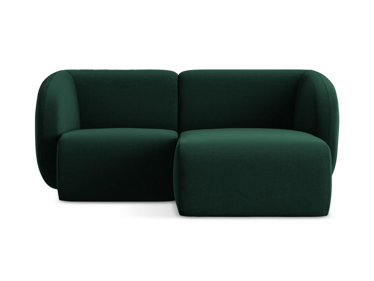 ECKSOFA Rechts Samt Stoff Grün - Dunkelgrün/Schwarz, Holzwerkstoff/Kunststoff (178/166cm) - Makamii
