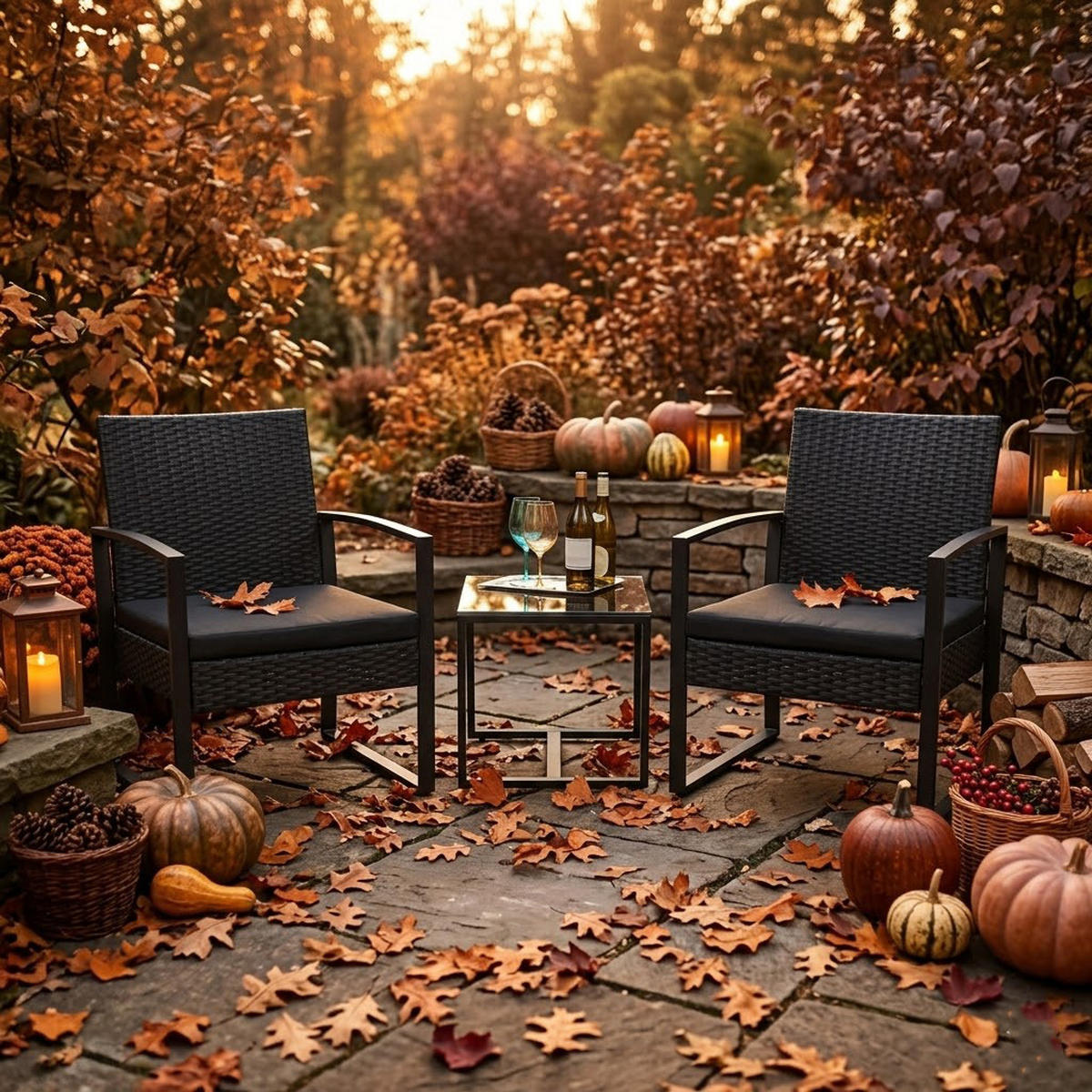 GARTENLOUNGE Set Sheffield - GartenGARTEN-GARNITUR für 2 Personen - Gartenmöbel Set 3-teilig - Streckmetall anthrazit - Schwarz, Metall - TPFGarden