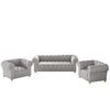 SITZGARNITUR 3+1+1 CHESTERFIELD Elegant Klassisch Schick Stoff Whisper Silber - Silberfarben, Holz (202/77/90cm) - Kaiser Möbel