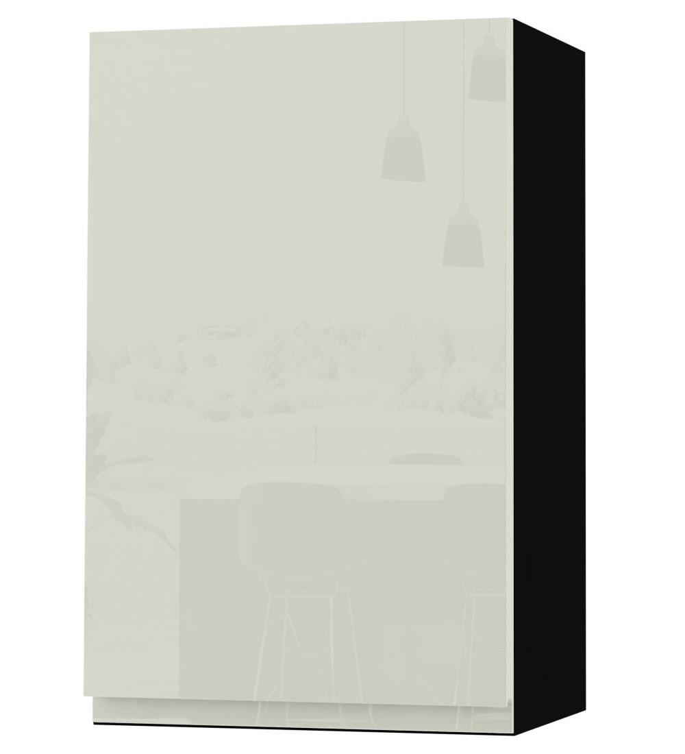 HÄNGESCHRANK Florence W2/45 Schwarz / RAL 1013 perlweiß HG 45 / 32,5 / 72cm - Türanschlag rechts - Weiß Hochglanz/Schwarz, Holz/Holzwerkstoff (45/72/32.5cm) - Feldmann-Wohnen