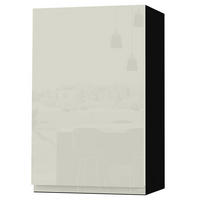 HÄNGESCHRANK Florence W2/45 Schwarz / RAL 1013 perlweiß HG 45 / 32,5 / 72cm - Türanschlag rechts - Weiß Hochglanz/Schwarz, Holz/Holzwerkstoff (45/72/32.5cm) - Feldmann-Wohnen