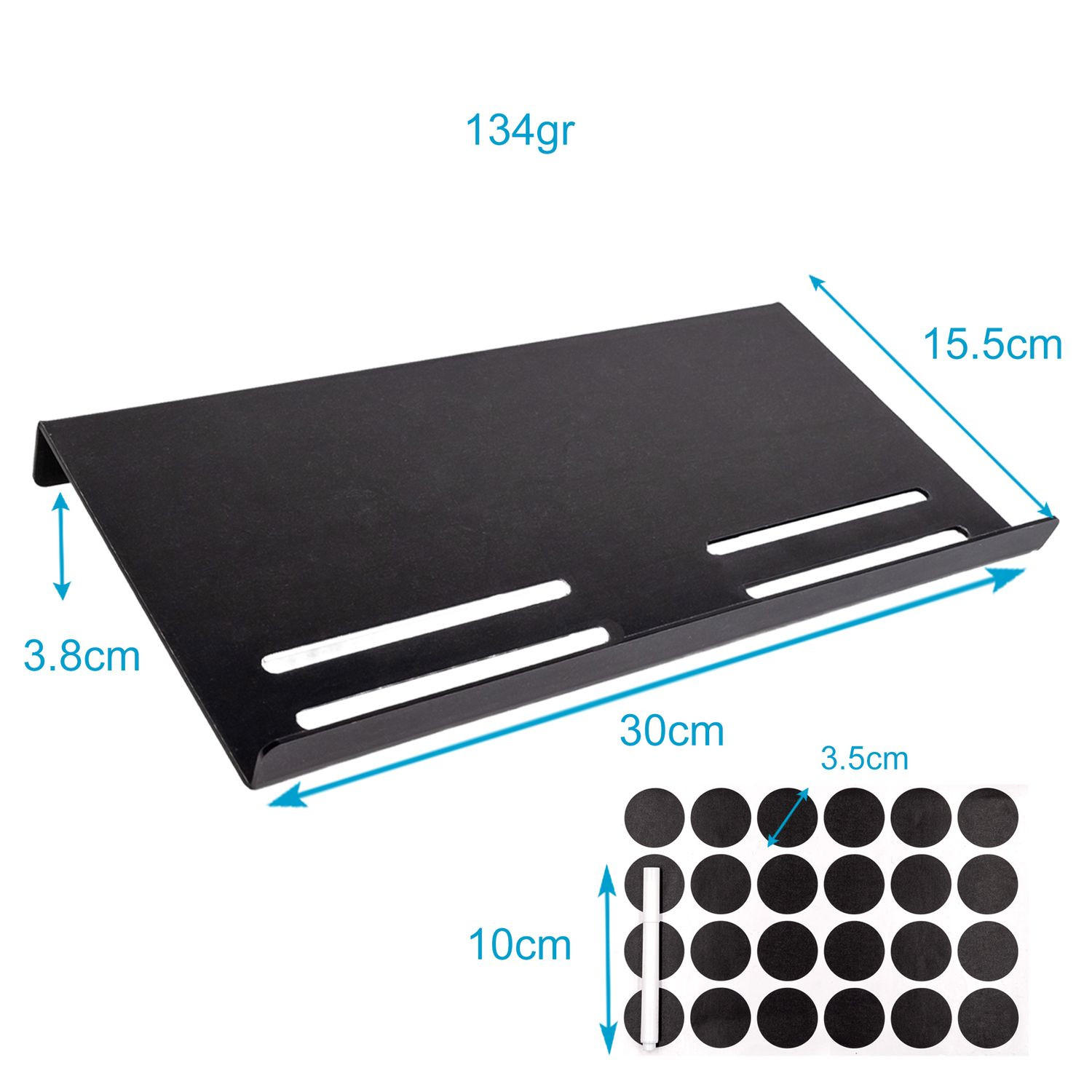 GEWÜRZREGAL für die Schublade mit Etiketten - Schwarz, Kunststoff (16/4/30cm) - Intirilife