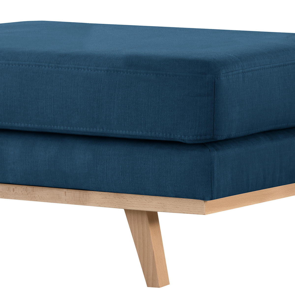 POLSTERHOCKER - Blau/Buchefarben, Buchenholz/Textil (85/43/60cm) - home24