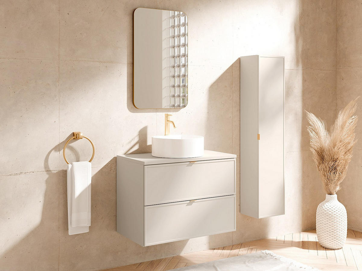 BADMÖBEL-SET - 80 x 45 - holz - beige Ondil - Weiß, Holz (80/60/45cm) - Vente-Unique