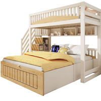 ETAGENBETT 160/200 cm weiß/natur aus Holzwerkstoff mit Stauraum und USB-C - Weiß, Holzwerkstoff (90/200cm) - OKWISH