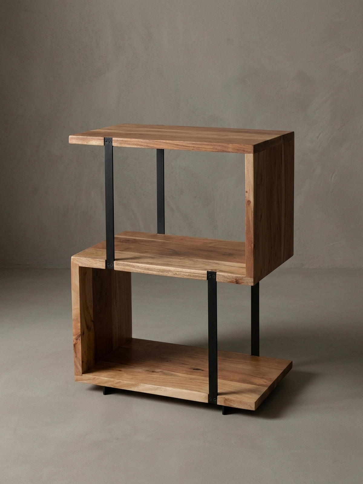 BEISTELLTISCH – Massivholz Edelstahl S-Form modern - Beige/Schwarz, Holz (30/45/60cm) - KADIMA DESIGN