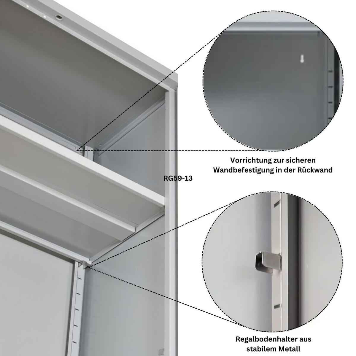 STAHLSCHRANK Bee mit 9 lackierten Fachböden 195x92x50 cm Korpusfarbe Lichtgrau Frontfarbe Lichtblau - Hellblau, Metall (92/195/50cm)
