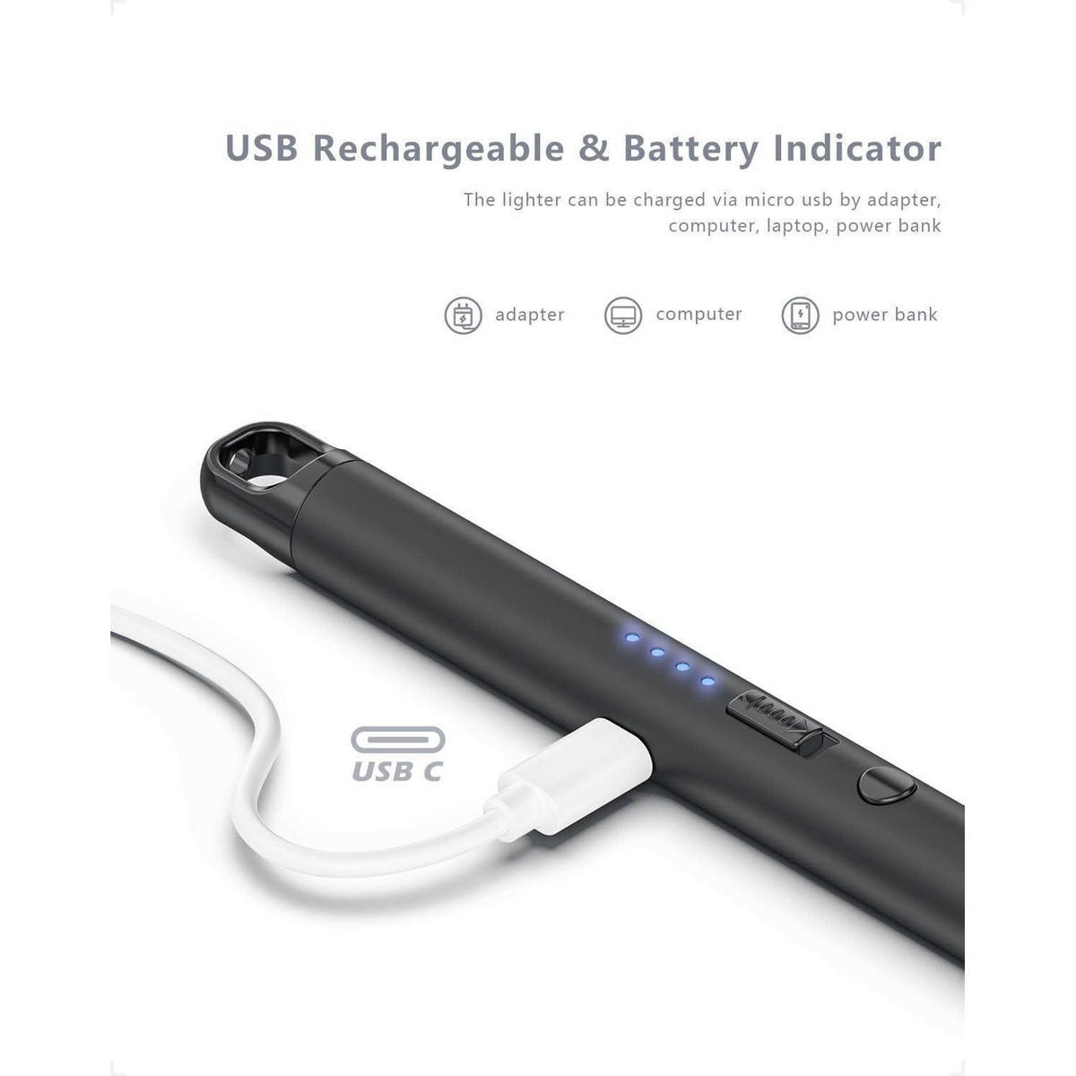 STABFEUERZEUG 2-teiliges Set Lichtbogen USB C Aufladbar - Multicolor, Metall (1.5/1.5/25.5cm)