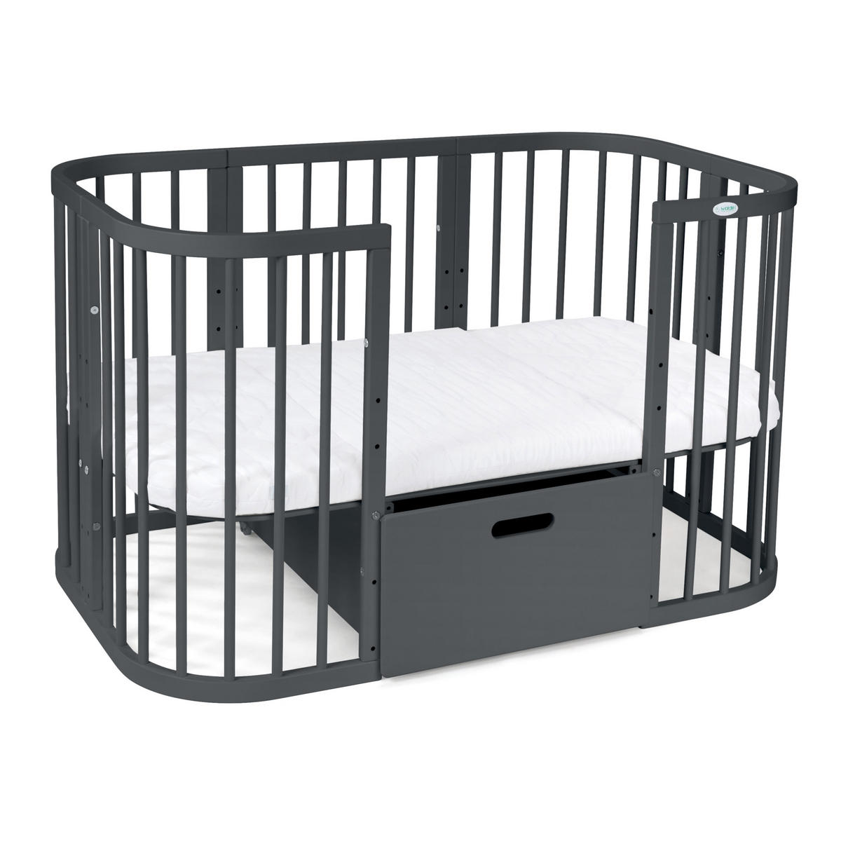 SCHUBLADE für Babybett 7in1, KEIN BETT - Graphitfarben, Holz - waldin