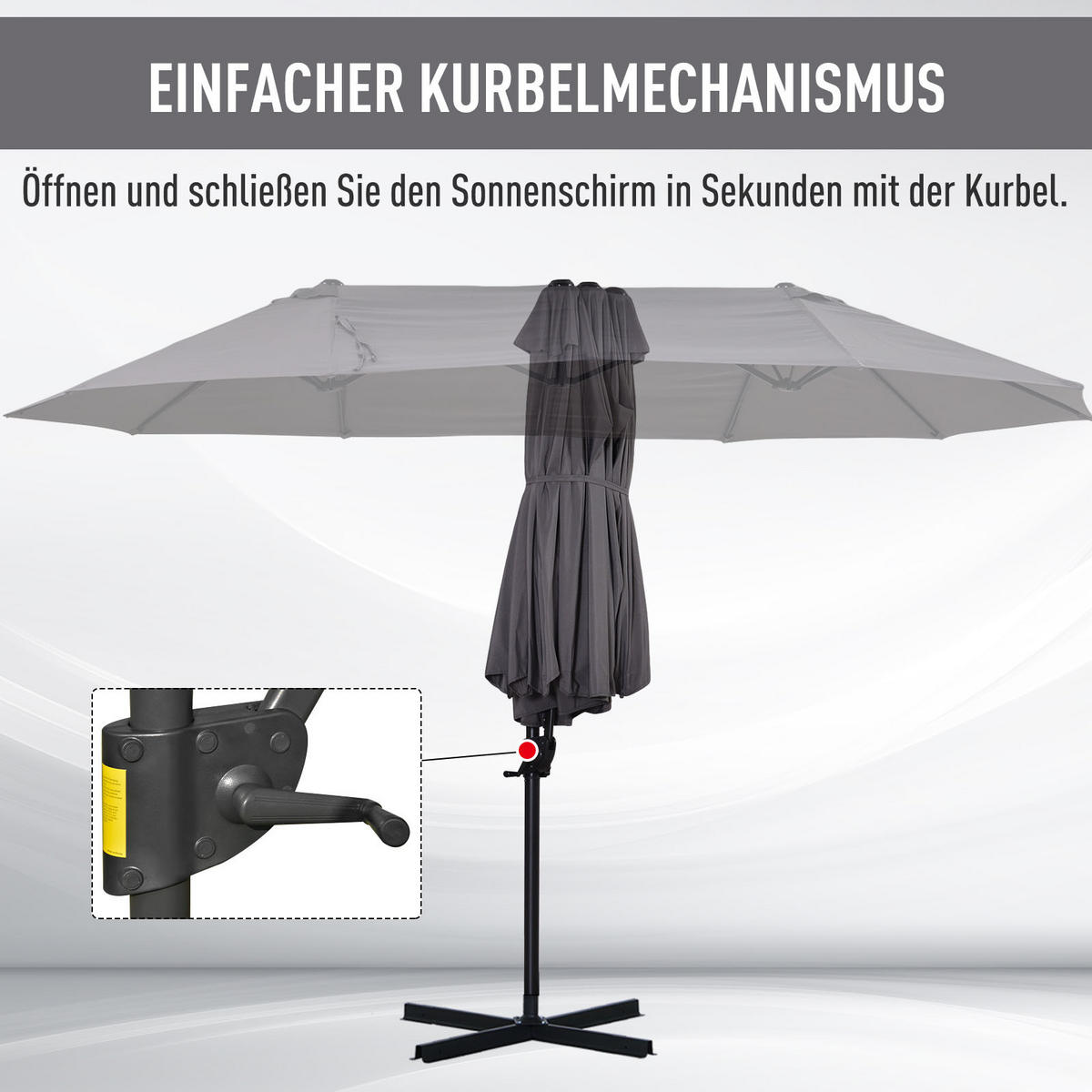 SONNENSCHIRM Doppel-Ampelschirm Dunkelgrau 440 x 270 cm - Dunkelgrau, Metall (440/270cm) - ComfortXL