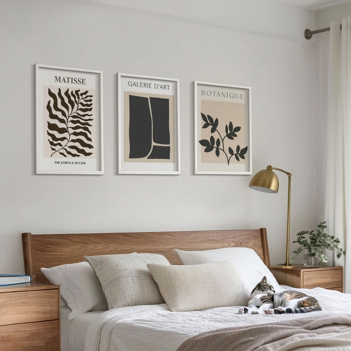 WANDBILDER 3er-Set - 40x60 cm Weißer Rahmen - Minimalistische Pflanzenposter - Weiß, Kunststoff (40/60cm) - ArtPrintCave